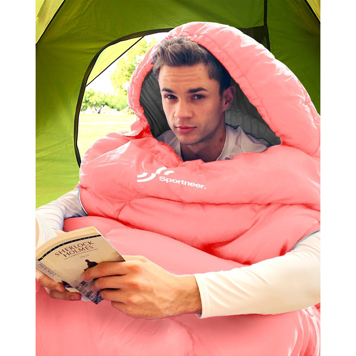 3-4 Season Sleeping Bag - Waterproof & Lightweight Sleeping Bag for Camping, Travel & Outdoor Activities - Adult Size (Pink)