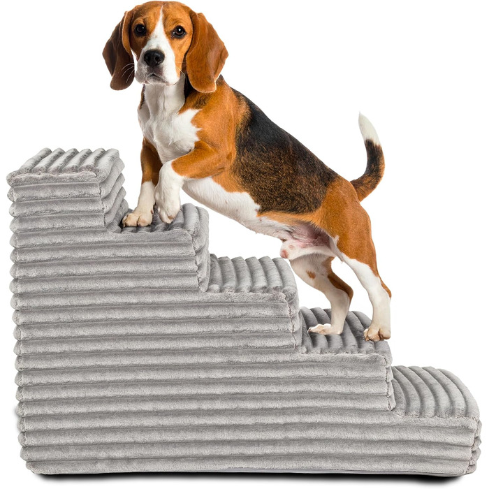 Сходинка для собак та котів Boutique Zoo | 50 см | 3 сходинки | М'який велюр | Сірий колір