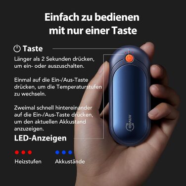 Електричні грілки для рук 2 шт. з акумулятором 2000mAh, 10000mAh зарядний пристрій, 5 режимів нагріву, USB, до 24 годин, для дітей, чоловіків, жінок (зелений, кишеньковий)