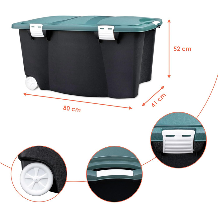 Spetebo Jumbo Allzweckbox 120 Liter with Wheels - also usable as a garden box and toy box