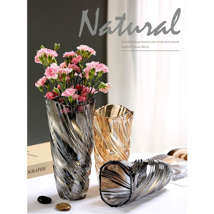 Скляна ваза для квітів Blumenvase Glas, 24 см, кришталева ваза, сучасний дизайн, велика ваза для букетів тюльпанів, декор для дому, подарунок на весілля, день матері, новосілля