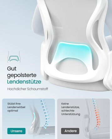 Офісне крісло SONGMICS з ергономічною підтримкою спини, дихаюча сітка, регульована підголівник, для дому та офісу, OBN041B01 (Тауновий сірий)