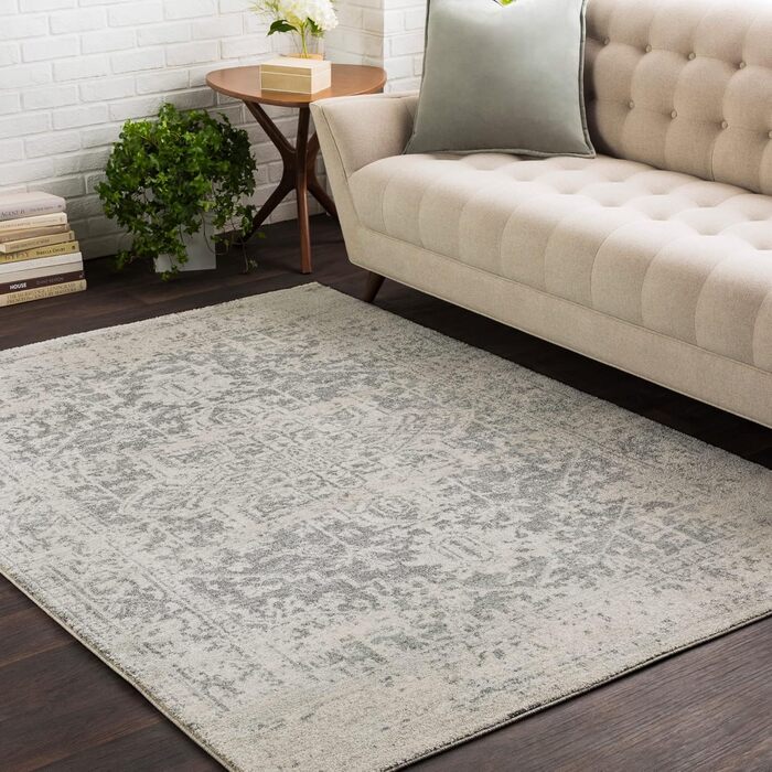 Surya Syracuse Vintage Rug - Oriental Rug for Living Room, Dining Room, Bedroom - Oriental Boho Rug, Short Pile Rug for Easy Care - Large Rug 160x220cm in Grey, 160 x 220 cm (Rectangular)