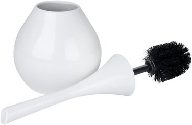 Набір для туалету WENKO Mod. Flakon: тримач щітки та щітка для унітазу, кераміка та пластик, Ø 17 см x 42,5 см, білий