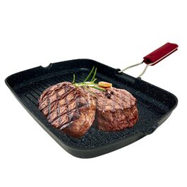 Гриль-пательня NAMAI алюмінієва лита 36x24 см, антипригарна, для газового гриля, придатна для посудомийної машини, Made in Italy