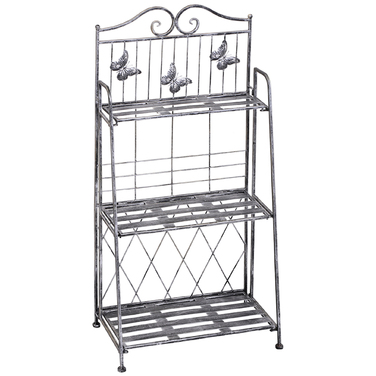 Outsunny Plant Shelf, Plant Stand, Flower Shelf, Flower Stand, Flower Ladder, Garden Shelf, 3 Tiers, Metal, Silver Gray, 44 x 25 x 96 cm