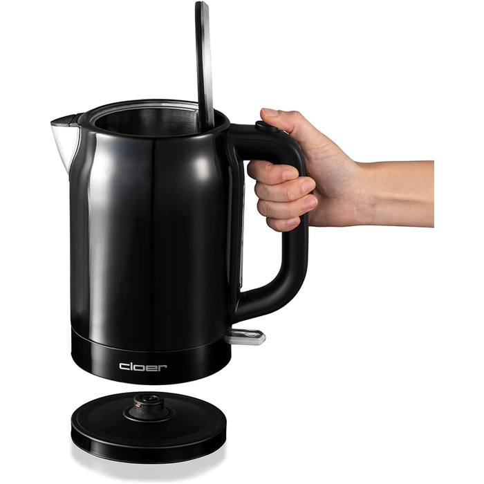 Електричний чайник Cloer 4511, 1.7 л, чорний, нержавіюча сталь, 2200 Вт, з індикатором рівня води, захистом від сухого кипіння та перегріву