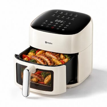Аерофритюрниця SIMPLUS Airfryer XL 6.5 л з вікном та сенсорним керуванням, 1500 Вт, 10 програм, антипригарне покриття