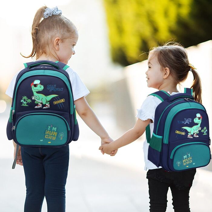 Дитячий рюкзак для хлопчика Кіндерруксзак з динозавром, водонепроникний, для дошкільнят та молодших школярів (зелений)