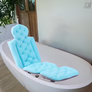 Fenteer Bath Mat Comfortable Bathtub Pillow Full Body Mat for SPA Bathroom, Blue