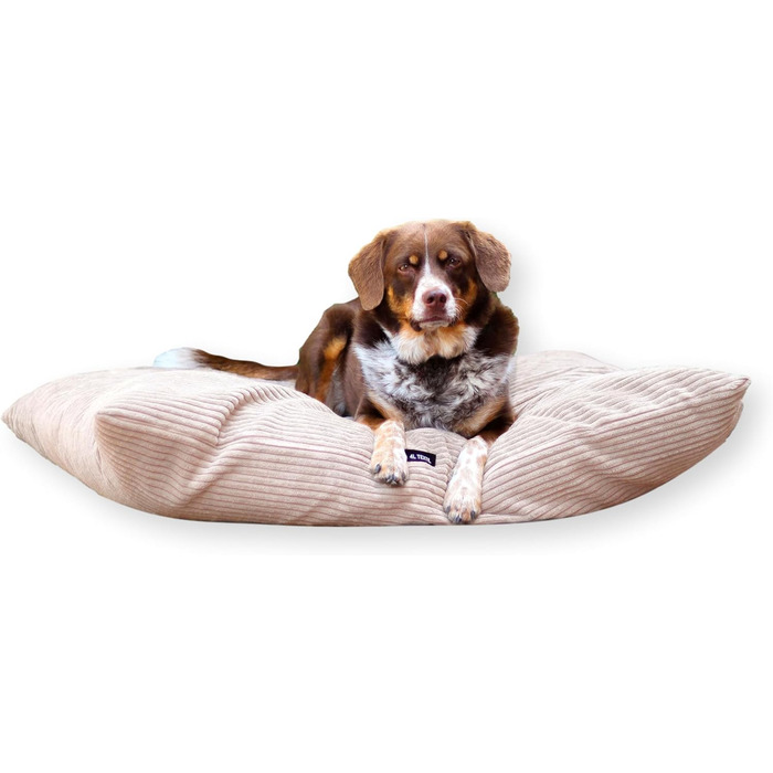4L Textil ZOE - М'яке собаче ліжко з тканини Corduroy, 60x50 см, бежеве (смужки)
