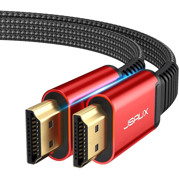 Кабель HDMI JSAUX 4K 3 метри: підтримка 4K@60Hz, HDR, UHD 2160p, Ethernet, ARC, для PS3/4, TV, PC (червоний)