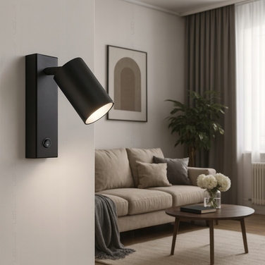 Настінний світильник LEDTechnics чорний GU10 10 Вт з вимикачем та USB-портом