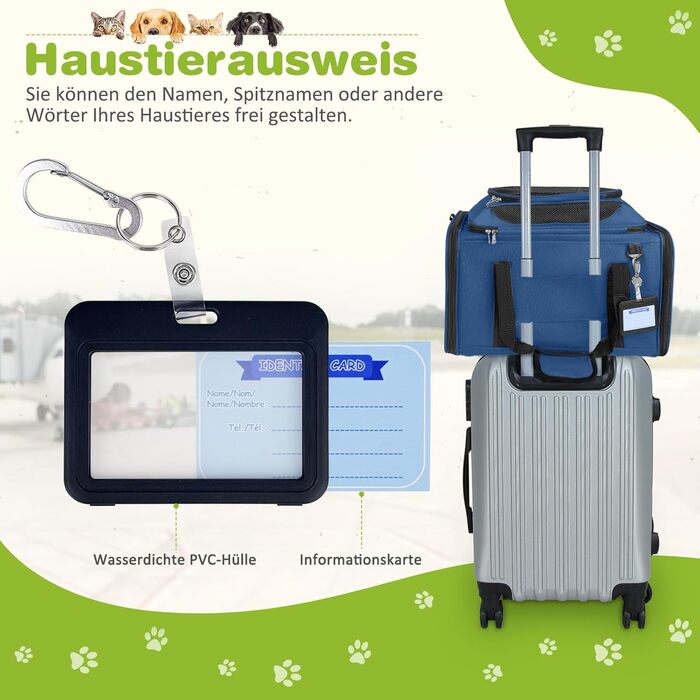 Транспортна сумка для кота, переноска для кота та собаки, переноска для тварин, складана переноска для домашніх тварин зі шлейкою, переноска для тварин (Блакитна, L)