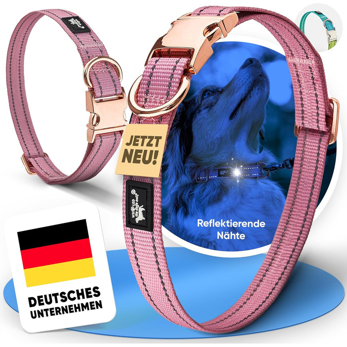 Водонепроникний нашийник для собак Leuchthal — регульований, 40-65 см, світловідбиваючий замок, флуоресцентна нитка