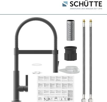 Кухонний змішувач SCHÜTTE 79147 MIAMI з висувною насадкою, 360° поворот, Soft Touch, магнітна струменіва, для мийки, графіт