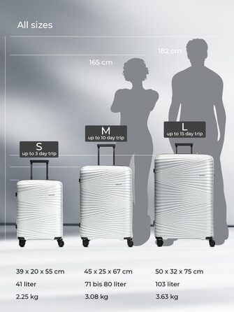 Ультралегкий жорсткий чемодан для реєстрації XL 103 л, поліпропілен, TSA-замок, 75×50×32 см
