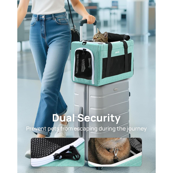 Транспортна сумка для котів Pecute Katzentasche: легка, складана, для котів та маленьких собак, до 4 кг, 44 x 23 x 30 см, аква-зелений