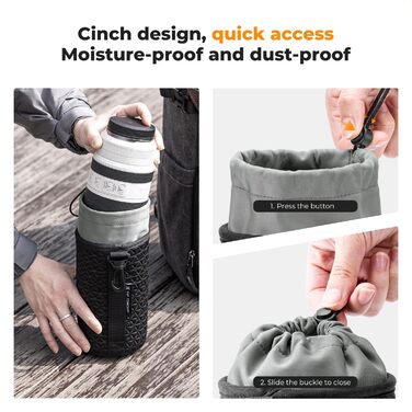 Чохол для об'єктива K&F Concept: 4 розміри, для Canon, Nikon, Sony, Fuji, Sigma, з шнурком