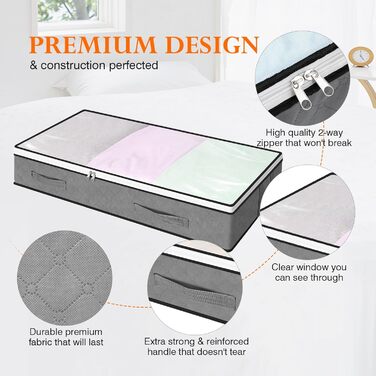 Коробки для зберігання під ліжко AiQInu (2 шт.) 100x50x18 см, складні, з вікном, для одягу, ковдр, постільної білизни