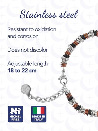 Чоловічий браслет на руці з нержавіючої сталі з шайбами та болтами, регульована довжина 18-21 см з подарунковою коробкою (Коричневий)