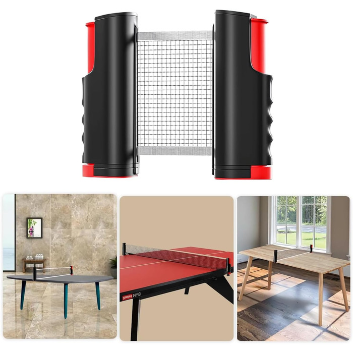 HOMURY Набір для пінг-понгу: 2 ракетки, сітка, 3 м'ячі, сумка, для гри в приміщенні та на вулиці, дитячий та дорослий