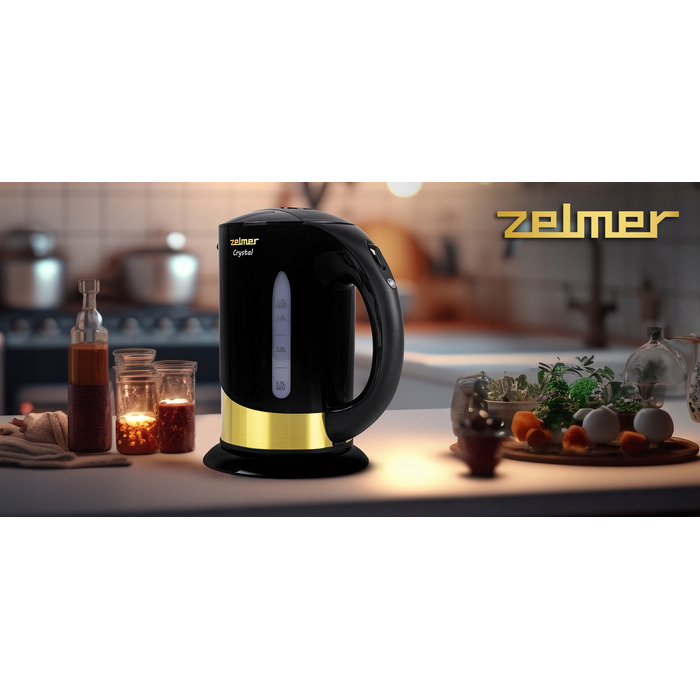 Електричний чайник Zelmer ZCK7630 Crystal Gold, 2200 Вт, 1,7 л, чорний