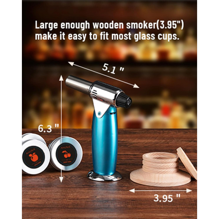 Набір для копчення коктейлів та віскі з ліхтариком: ретро-сет для вечірок, 6 смаків, подарунок для чоловіків, батька