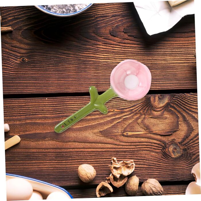 Garneck 2 Sets Back Spoon Measuring Spoon Measuring Figure Measuring Spoon Porcelain Salt Spoon Coffee Measuring Spoon Kitchen Helper Cactus Measuring Cup Ceramic