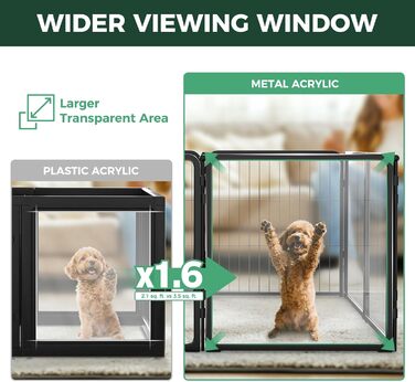 Клітка-павільйон для собак FXW Pawadise, 61 см, 8 панелей (4 акрил + 4 метал), чорна, розширювана