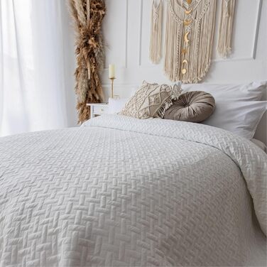 Daybed Cover 200x220 Bed Throw Bed Cover Sofa Throw Quilted Blanket Sofa Blanket Throw Blanket Bed Cover XXL Oversized Quilted Daybed Cover Quilted Quilt Bedspread (200x220cm, White)