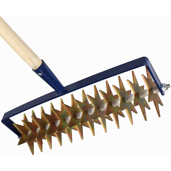 KADAX Star Tiller with Wooden Handle, 12-Star Cultivator, Garden Tiller, Rolling Cultivator, Crumbler for Loosening Soil, Cultivator, Rolling Hoe
