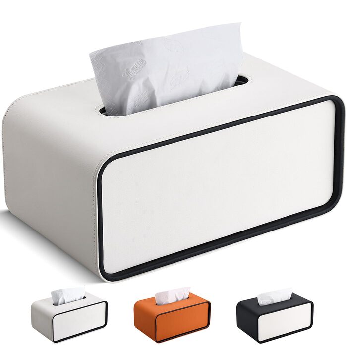 Скріпка для серветок GORESE, шкіряна, квадратна, біла (25.5 x 15 x 10.3 см)