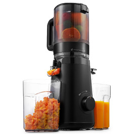 Шнекова соковижималка TUUMIIST Slow Juicer для цілих фруктів та овочів, 1.8 л, глянцевий чорний, 135 мм