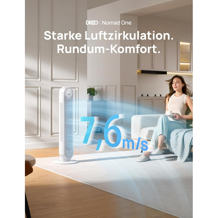 Турбо вентилятор Dreo з DC мотором, 20dB, 11 м дальності, 9 режимів, пульт дистанційного керування, таймер 12 годин, осциляція 90°, для спальні