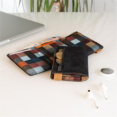GUGGIARI® Slim Wallet with Coin Pocket made of Microfiber Jacquard with RFID Protection - Slim Wallet for Credit Cards - Credit Card Holder - Wallet for On the Go