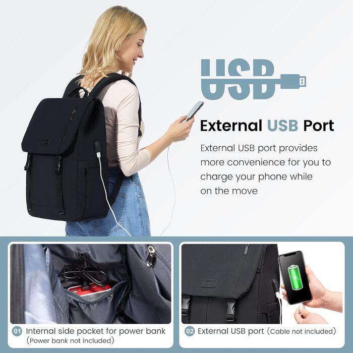 LOVEVOOK Рюкзак для жінок Елегантний 15.6 дюймів для ноутбука Водостійкий Шкільний рюкзак для дівчаток, підліток, жінок, для навчання, роботи, подорожей, бізнесу. Кольори: сірий, білий, рожевий, чорний (17.3 дюймів)