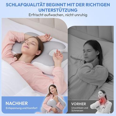 Ортопедична подушка для шиї з memory foam 60x40 см: комфортна та ергономічна подушка для сну на спині, боці та животі з знімним чохлом