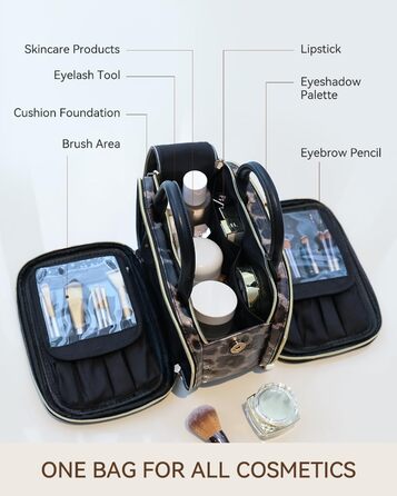 Косметичка-органайзер велика, водонепроникна, з ручкою та кількома відділеннями (Leopard, M)