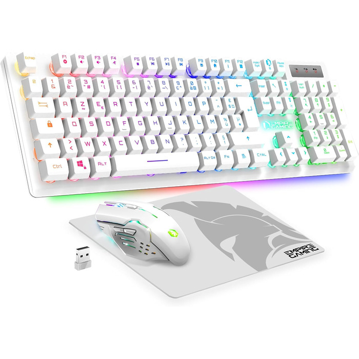 Empire Gaming Armor RF800: Бездротовий комплект клавіатури та миші для геймінгу RGB, AZERTY (Французька розкладка)