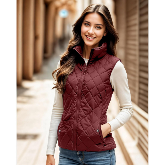 Жіноча пуховик NY Thread Pufferwete: легкий, з коміром, утеплений, на блискавці, чорний (L, Бордовий)