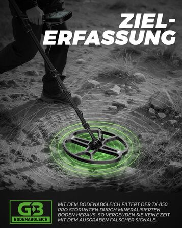 Металошукач професійний для дорослих Metalldetektor з 13'' водонепроникною котушкою DD, частота 19.23 кГц для пошуку срібла та золота, регульована балансування ґрунту, 3 режими пошуку, глибина виявлення 12''