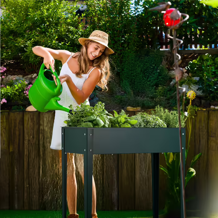 Relaxdays Green Raised Garden Bed made of Metal