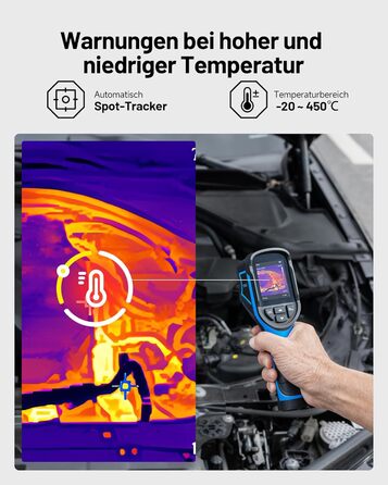 TOPDON TC004 Міні тепловізор, 240x240 IR-роздільна здатність, ручний тепловізійний прилад, 15 годин роботи від акумулятора, частота оновлення 25 Гц, діапазон температур -20℃ до 450℃, високий/низький температурний тригер, чорно-синя палітра