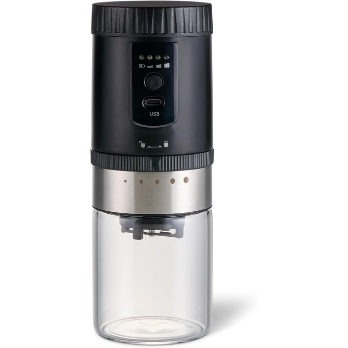 Tchibo Manual Coffee Grinder, Ceramic Burr Grinder, Adjustable Grind Size, Silver