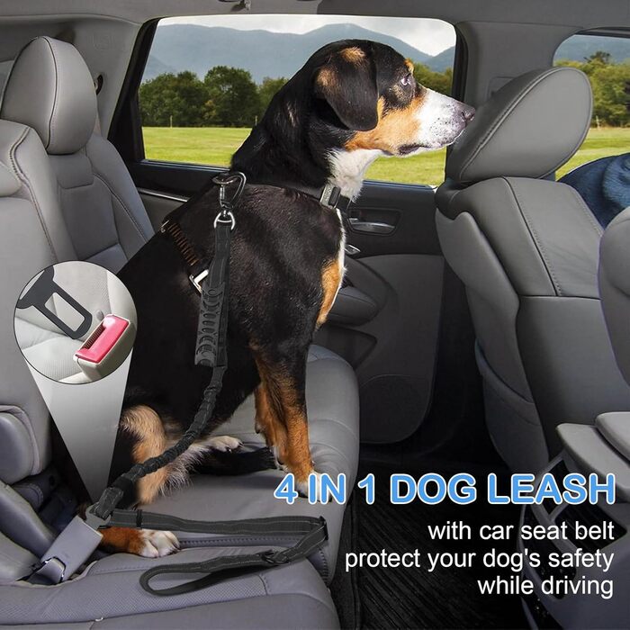 Міцна тактична повідок для собак Chioratree для середніх та великих собак, амортизуюча повідок-банджі з 2 м'якими ручками, страхувальний ремінь для авто, світловідбиваюча повідок для собак, Рожевий (1.2м-1.8м, Чорний)