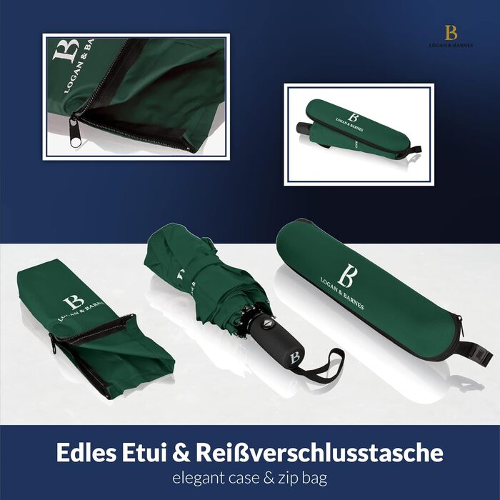 Чоловічий парасолька LOGAN & BARNES Boston: штормостійкий, з тефлоновим покриттям, темно-зелений