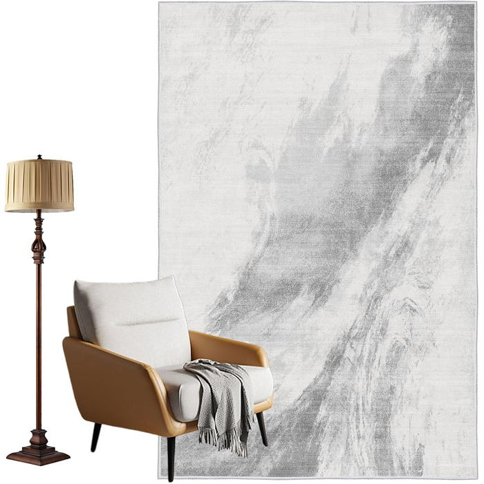 Vamcheer Rug Living Room Short Pile Modern - Bedroom Rug Fluffy, Washable Oriental Carpet, Large Rug for Study Room, Office, Super Soft, Anti-Slip, Light Grey 160x230 Light Grey 160x230 CM