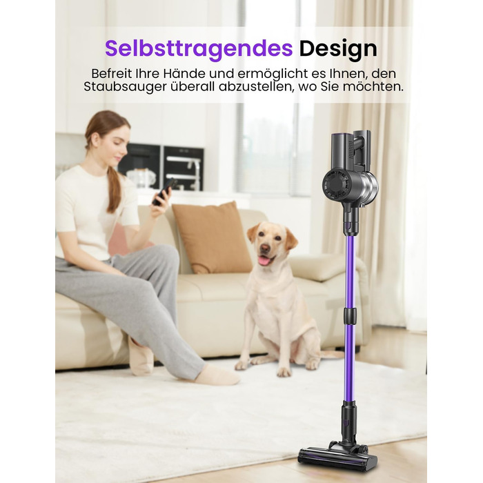 Бездротовий акумуляторний пилосос Vexilar V8PRO 6-в-1: для твердих поверхонь, килимів та шерсті тварин. 35KPa, 45 хв роботи.