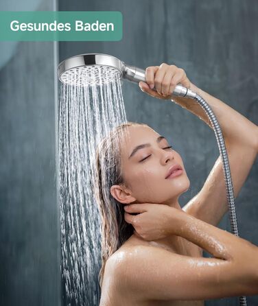 Душова лійка SR SUN RISE з фільтром, набір для душу з шлангом та фільтрами, ручна душова лійка з 9 функціями, 4 фільтри, високий тиск для жорсткої води, видаляє залишковий хлор, важкі метали, бактерії, 4-картриджний комбінований фільтр Gold